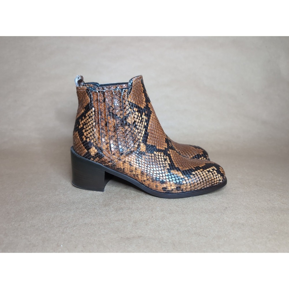 New Michele Lopriore Women's 37 Snakeskin Leather Chelsea Boots Italian Brown - Picture 2 of 8